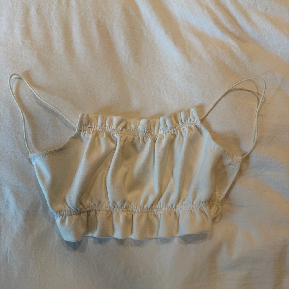 Adika Ivory Ruched Crop Bralette Top